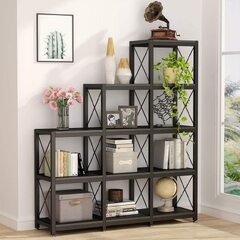 Tribesigns 12 Shelves Bookshelf Industrial Ladder Corner Bookshelf 9 Cubes Stepped Etagere Bookcase (Tribesigns 12 Shelves Bookshelf)