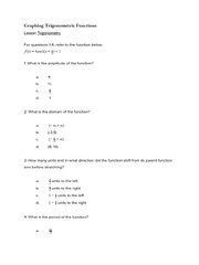 Trigonometry - Graphing Trigonometric Functions Worksheet PDF ...