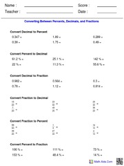 Percentage Conversion Worksheet PDF | PDF | Decimal | Fraction ...