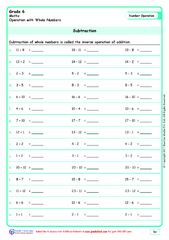 Grade 6|Subtraction Worksheets|www.grade1to6