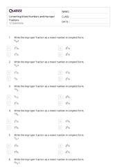 50+ Mixed Numbers and Improper Fractions worksheets for 8th Year ...