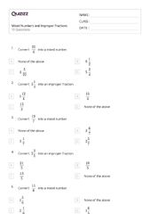 50+ Mixed Numbers and Improper Fractions worksheets for 8th Year ...