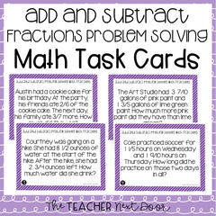 5th Grade Add and Subtract Fractions Problem Solving Task Cards ...