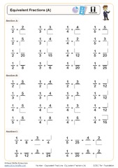 Free 5th grade equivalent fractions worksheet, 5th grade