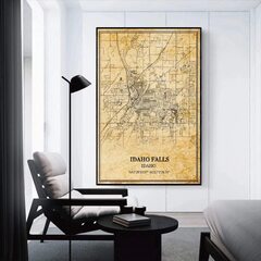 Idaho Falls Idaho USA America Vintage Map work ...