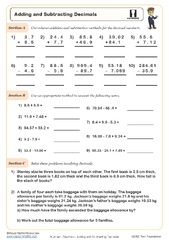 Adding and Subtracting Decimals Worksheet | PDF able Worksheet