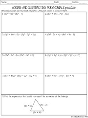 Adding/subtracting Polynomials Worksheet Answer Key