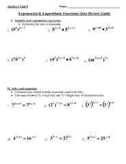 Exponential Functions Review Worksheet - Function Worksheets