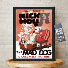 Mickey Mouse Mad Dog Movie (HSE USA Vintage Walt Disney Mickey Mouse The Mad Dog Cartoon Classic 24 x 0.01 )