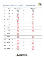 Converting Decimals to Fractions Worksheet