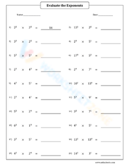 Multiplying exponents worksheet - Multiplication Property of ...