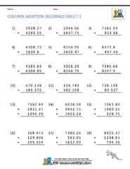 Adding Decimals Worksheet 5th Grade - Worksheets Library