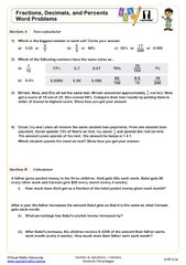 Fractions, Decimals, and Percents Word Problems Worksheet | PDF ...