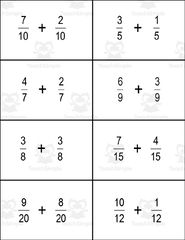 Math Flash Cards | Add and Subtract Fractions w/ Like & Unlike ...