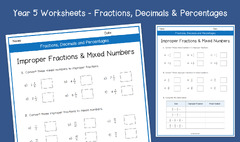 Year 5 | Improper Fractions and Mixed Numbers Worksheets | KS2 ...