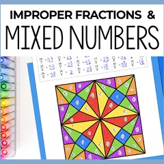 Improper Fractions and Mixed Numbers Color by Number