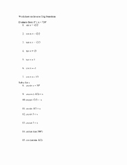 50 Inverse Trigonometric Functions Worksheet