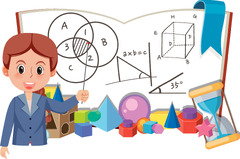 Math teacher with math tools 4193474 Vector at Vecteezy