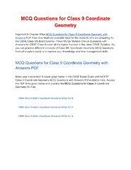 PPT - MCQs Class 9 Coordinate Geometry with Answers PDF