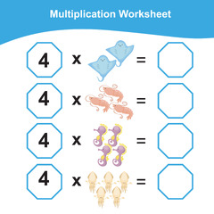 Multiplication Worksheet for children. Counting math worksheet ...