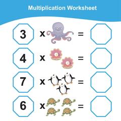 Multiplication Worksheet for children. Counting math worksheet