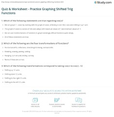 Quiz & Worksheet - Practice Graphing Shifted Trig Functions ...