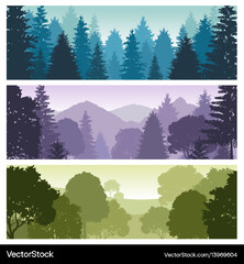 Silhouette Forest Panorama Skyline Pine Trees