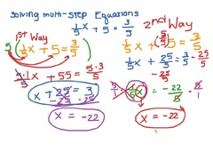 Solving multi-step equations when there are fractions | Math ...