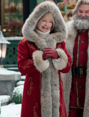 The Christmas Chronicles Mrs Claus Goldie Hawn Leather Shearling Coat (The Christmas Chronicles 2)