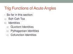 PPT - Trig Functions of acute angles PowerPoint Presentation,