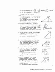 50 Trigonometry Word Problems Worksheet Answers