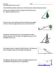 50 Trigonometry Word Problems Worksheet Answers