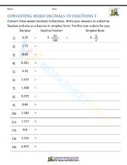 Converting Decimals to Fractions Worksheet - Worksheets Library