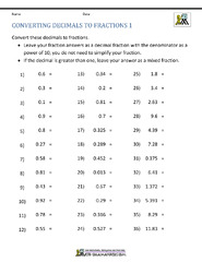 Converting Decimals to Fractions Worksheet - Worksheets Library