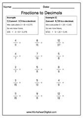 Fractions to Decimals - Worksheet Digital - Worksheets Library