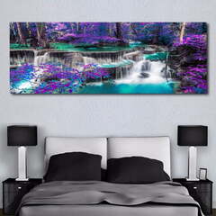 Waterfall Purple Trees Forest Landscape Painting Picture s Black And White Purple Bathroom Bedroom without (Waterfall Purple Trees Forest Landscape Painting)