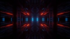 futuristic symmetry and reflection abstract background with orange and blue